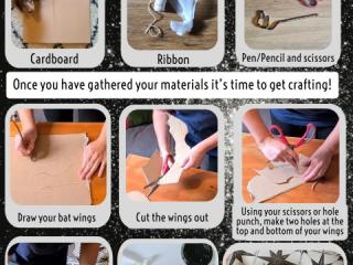 Poster showing how to make bat wings for your dog.