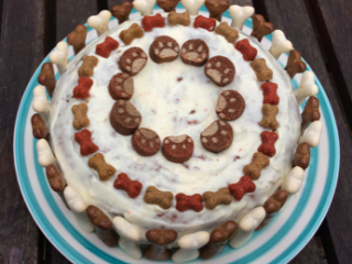 Decorated cake for a dog