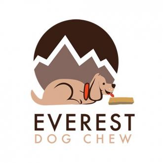 Logo cartoon dog with mountain in background